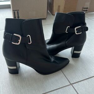 Stuart Weitzman Black Nappa Leather Booties